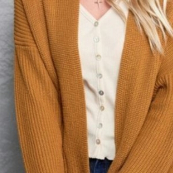 La Miel Lightweight Cardigan w/Pockets NWT Dijon - Picture 2 of 4